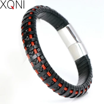 

2019 New Fashion Male Vintage Bandage 316 Stainless Steel Bracelets Vintage Knitted Braided Men's Leather Bracelets Bangles