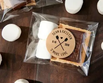 

personalized s'more love favors camping wedding bridal shower conffee tea favor labels birthday baby shower box stickers