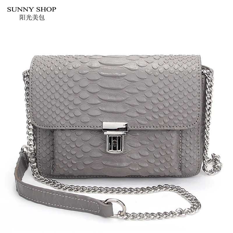 SUNNY SHOP American Brand Designer Luxury Mini Leather Bag Genuine Leather Crossbody Bag High Quality Serpentine Pattern Leather