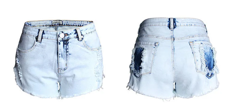 2018 New Vogue Clothes Women Chic Shorts Holes Burr Elastic Shorts Empire Snowflake Washed Hot Shorts Ladies Cotton Denim Shorts (7)