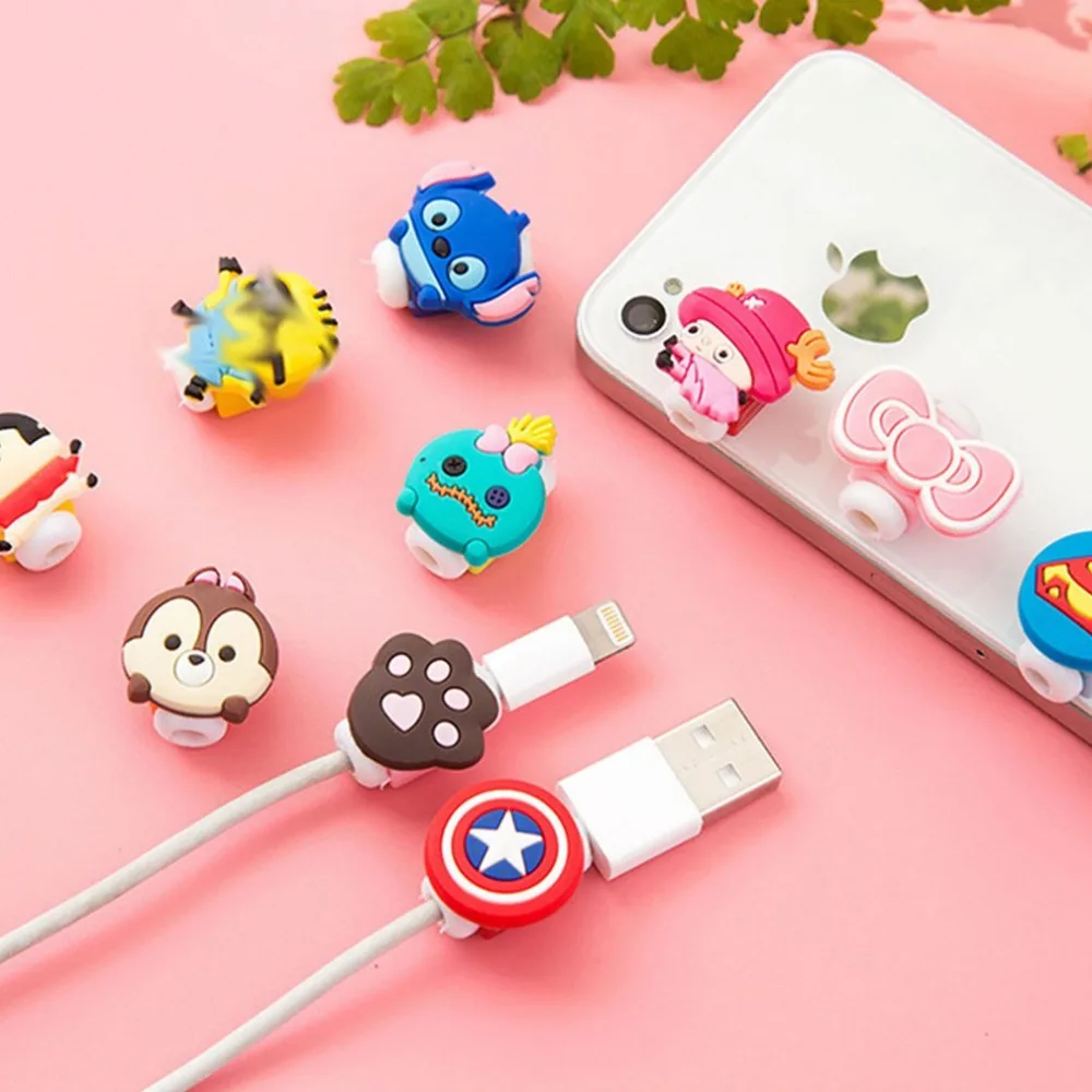 

Cute Cartoon USB Charger Cable Winder Protective Case Earphone Cord Sleeve Wire Cover Data line Protector For iphone 7 8 plus