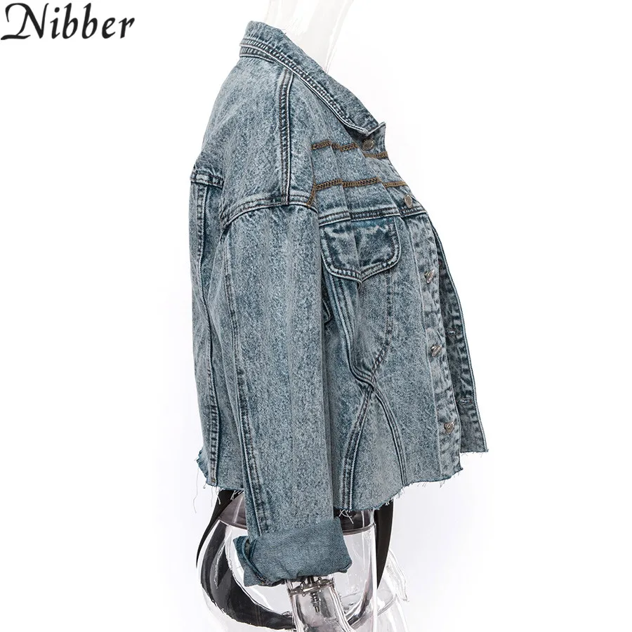Nibber Womens Autumn Winter Basic Denim Jacket hot sale wild Long Sleeve Loose Warm jacket Spring autumn Casual popular women