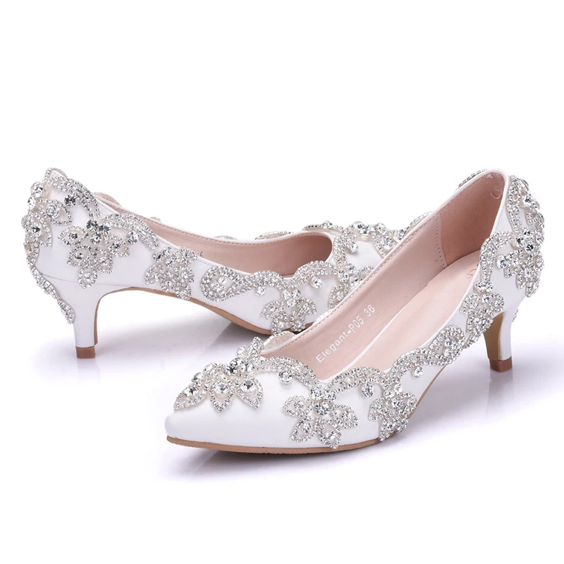 2 Inches Women Shoes Dress Heels White 