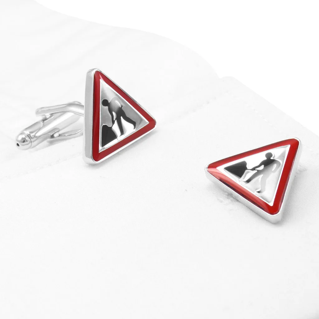 Fashion Road Work Design Triangle Cufflinks for Mens Shirt  Brand Fashion Brass Cuffs link Button High Quality Luxury Wedding 