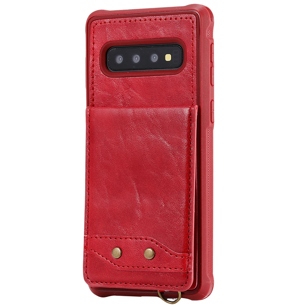Кожаный чехол HAISSKY для samsung S10, S10E, S9, S8 Plus, Note 9, 8, держатель бумажника, откидная крышка для samsung Galaxy S10 Plus, чехлы для телефонов - Цвет: Красный