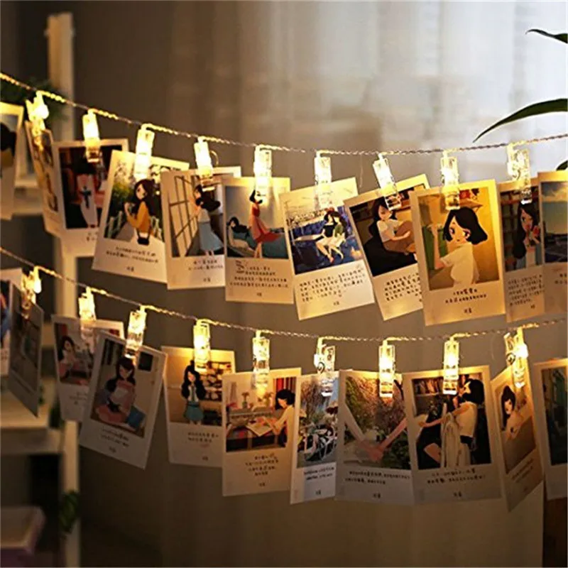Свадебные украшения светодио дный фото клип светодиодная струнная лампа по заказу Звездное фото держатель струнная лампа День Рождения