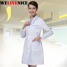 Для женщин или Для мужчин белый Спецодежда медицинская пальто Костюмы Спецодежда медицинская услуги равномерное медсестра Костюмы с длинными рукавами полиэстер защитить халатах ткань