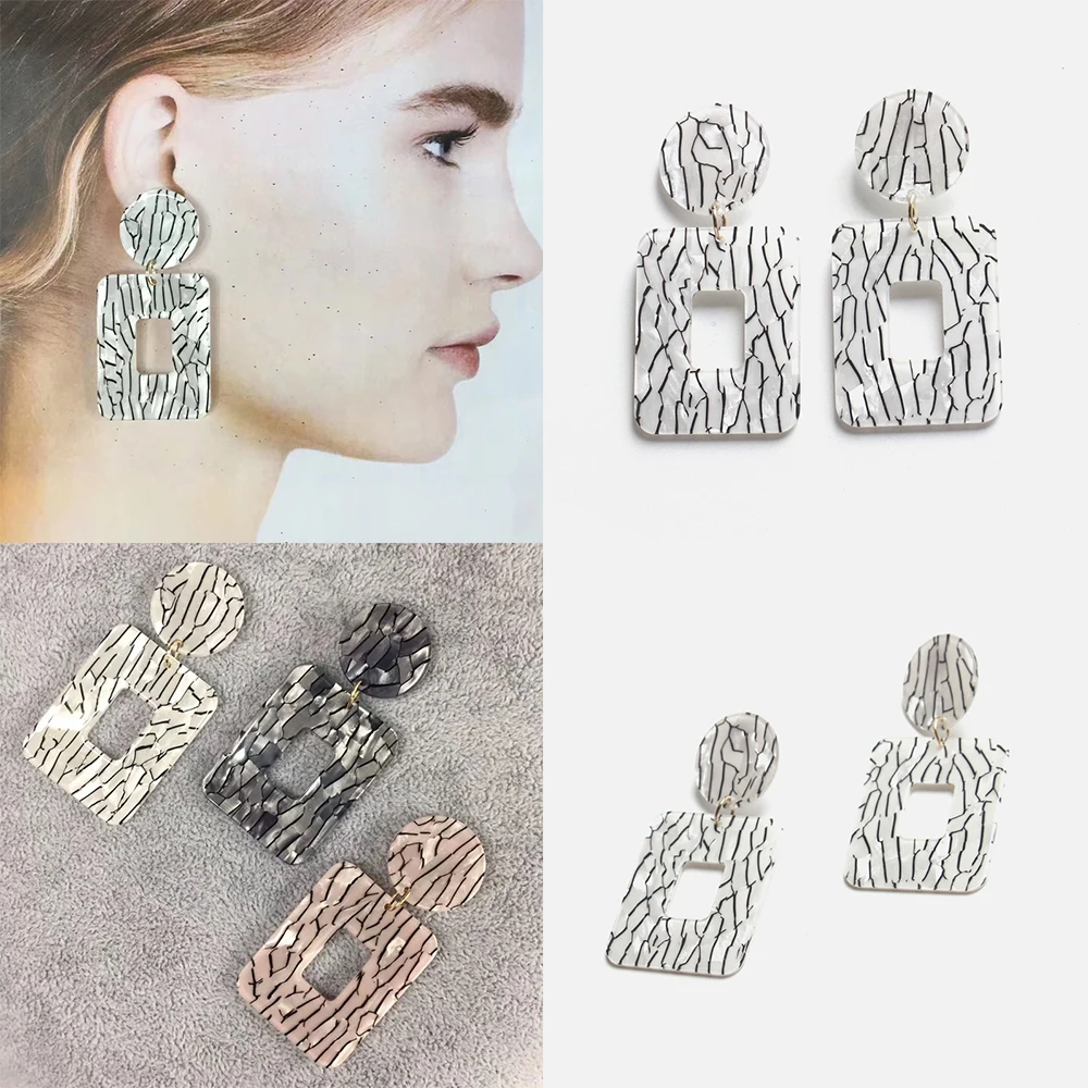 

Ztech 2019 New Za Trendy Resin Acrylic Shell pattern Drop Dangle Earrings For Women Bohemian Wedding Party Pendant Earrings