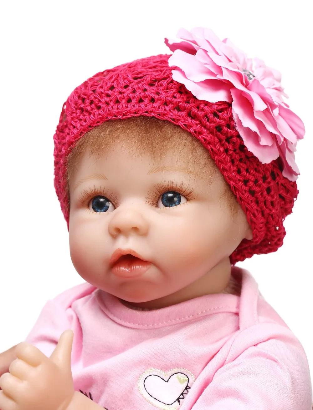 Reborn Baby Doll мягкий силиконовый 22 дюймов 55 см магнитного рот прекрасные Реалистичные милый мальчик девочка игрушка розовый цветок головной