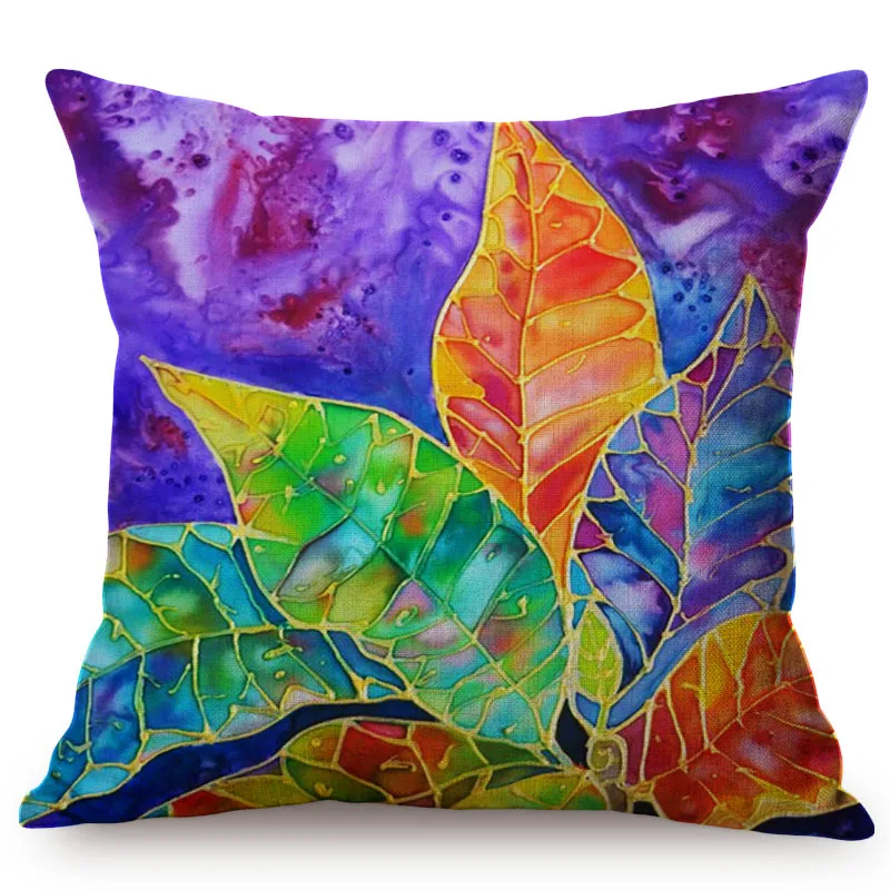 2019 Tropical Plants Leaf Watercolor oil Painting Cotton Linen Home Decoration Pillow Case Flowers Sofa Cushion Cover Car Pillow M073-9