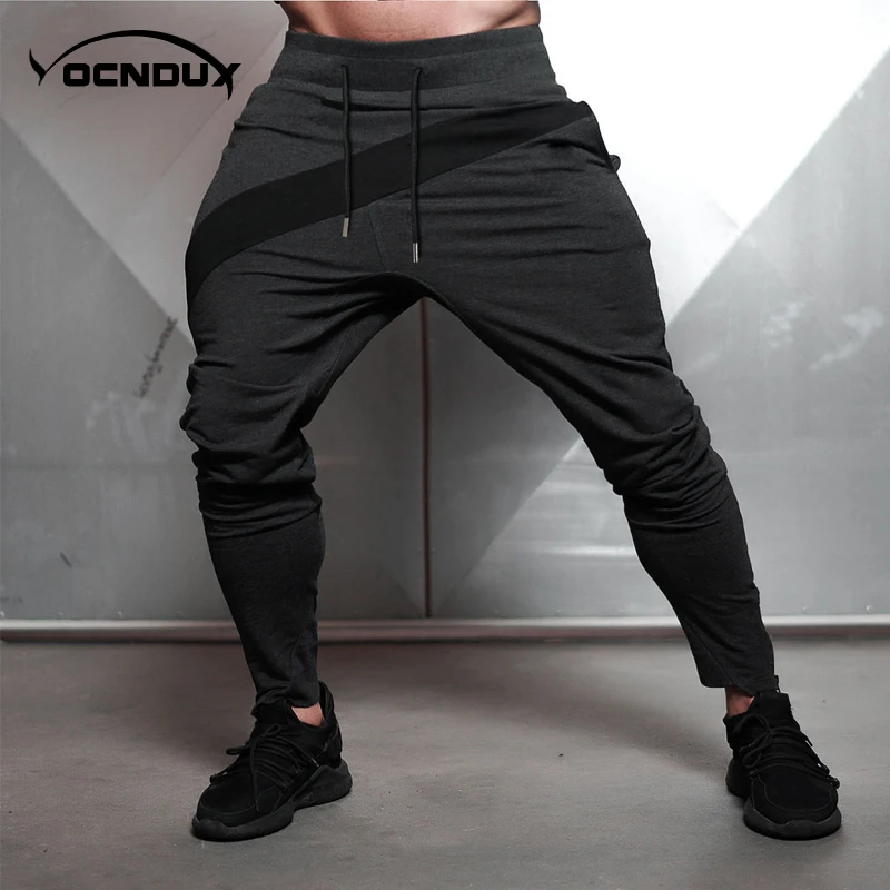 Yocndux Модные мужские спортивные штаны для фитнеса, бега, бодибилдинга, тонкие хлопковые брюки, тренировочные брюки для спортзала, штаны для бега