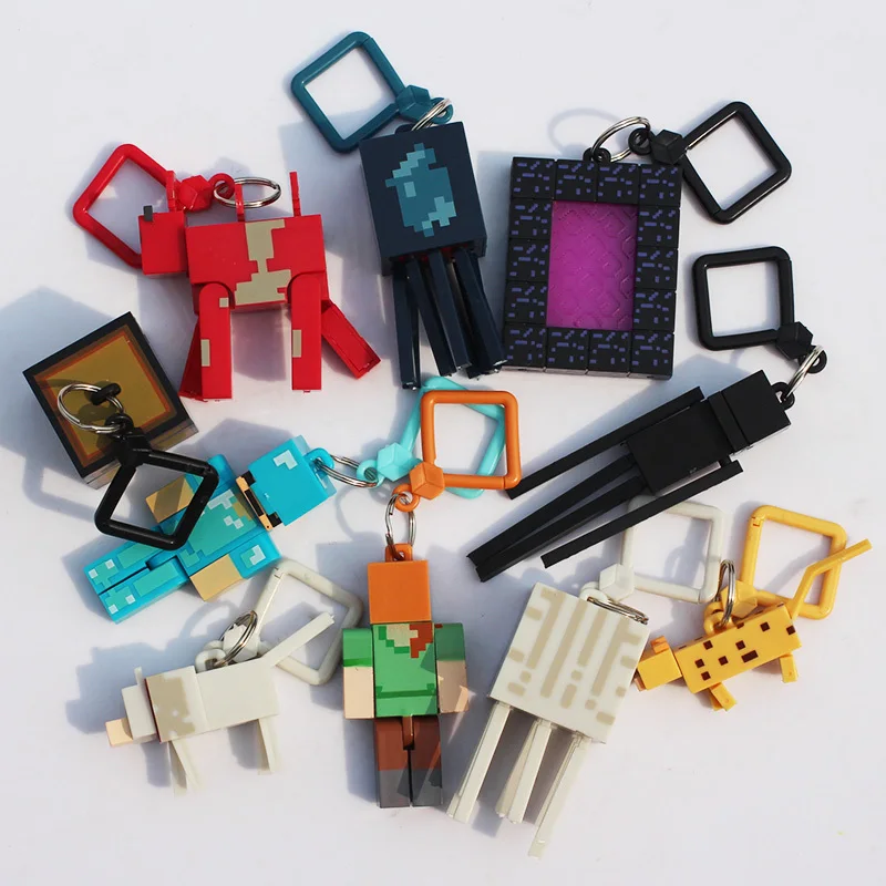 

10PCS/Lot Minecraft Micro World 2 Hanger Action Figure Toys Keychain Pendants 3D Minecraft Model Games Collection Toy #F