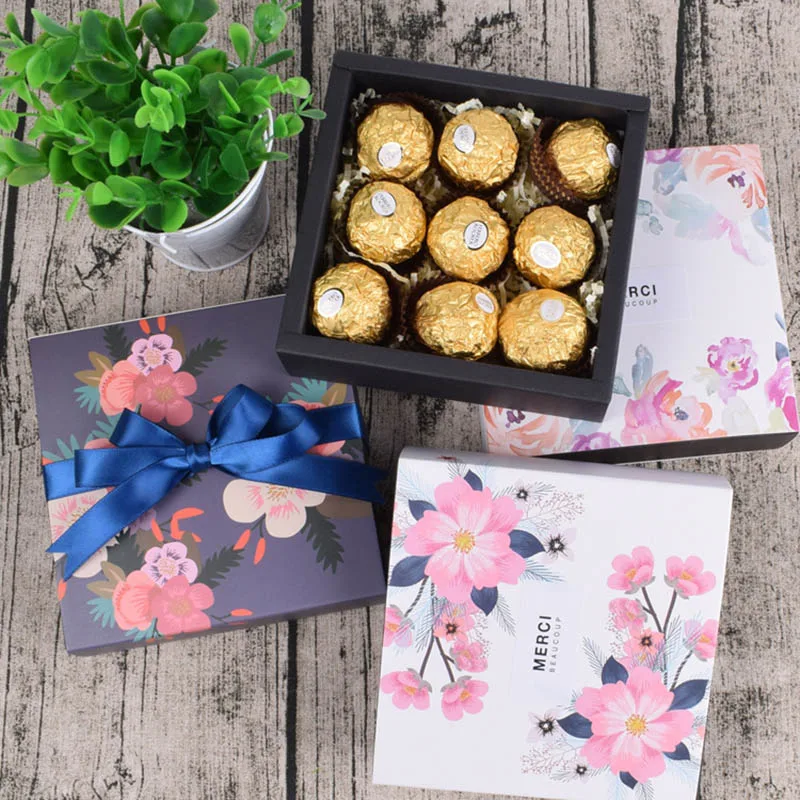 

5PCS Party Present Wedding Favor Box For Candy Cake Chocolate Boite Dragees bonbonniere Flower Boxes Gift Box Packaging Sweet