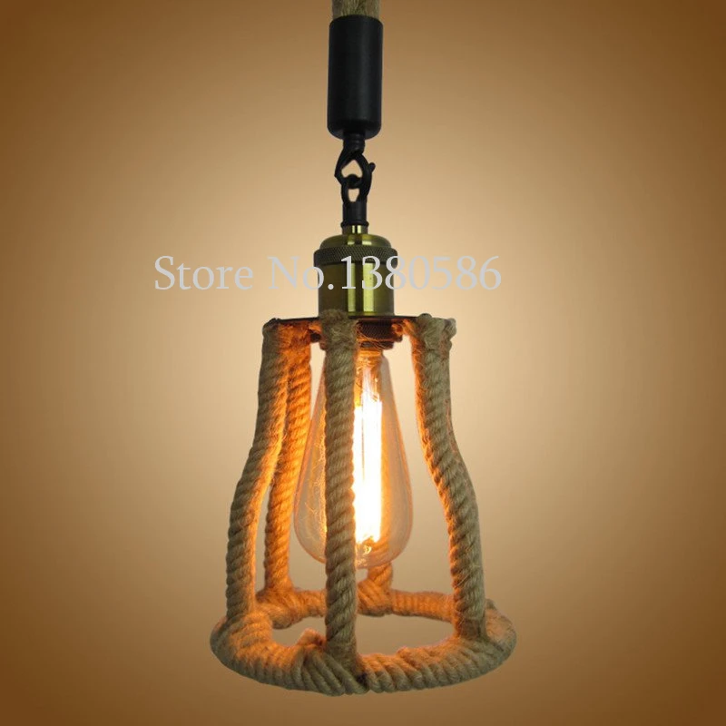 Vintage E27 Hemp Rope Pendant lamp Decorative lights Retro Creative American Village Pendant light for Restaurant Coffee Bar american village restaurant bar pendant light creative combination bedroom minimalist pendant lights project fg561 lu1020