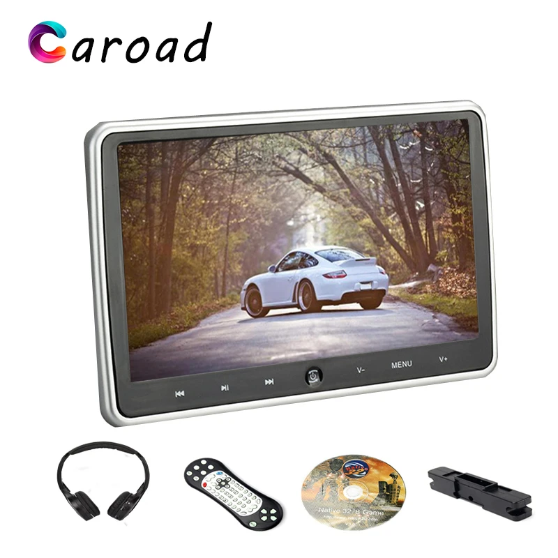 

Caroad 10.1 Inch Car Headrest Monitor with HD Digital LCD Screen DVD Audio Video Player With HDMI/USB/SD/IR/FM Transmitter/Game