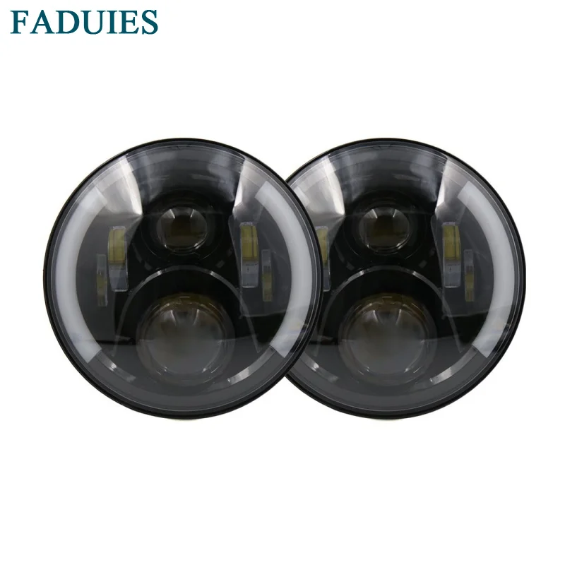 1 2Pcs 7 inch Round HiLo Beam LED Headlights With DRL Halo Angel Eye For Jeep Wrangler JK 2007-2016 (1)