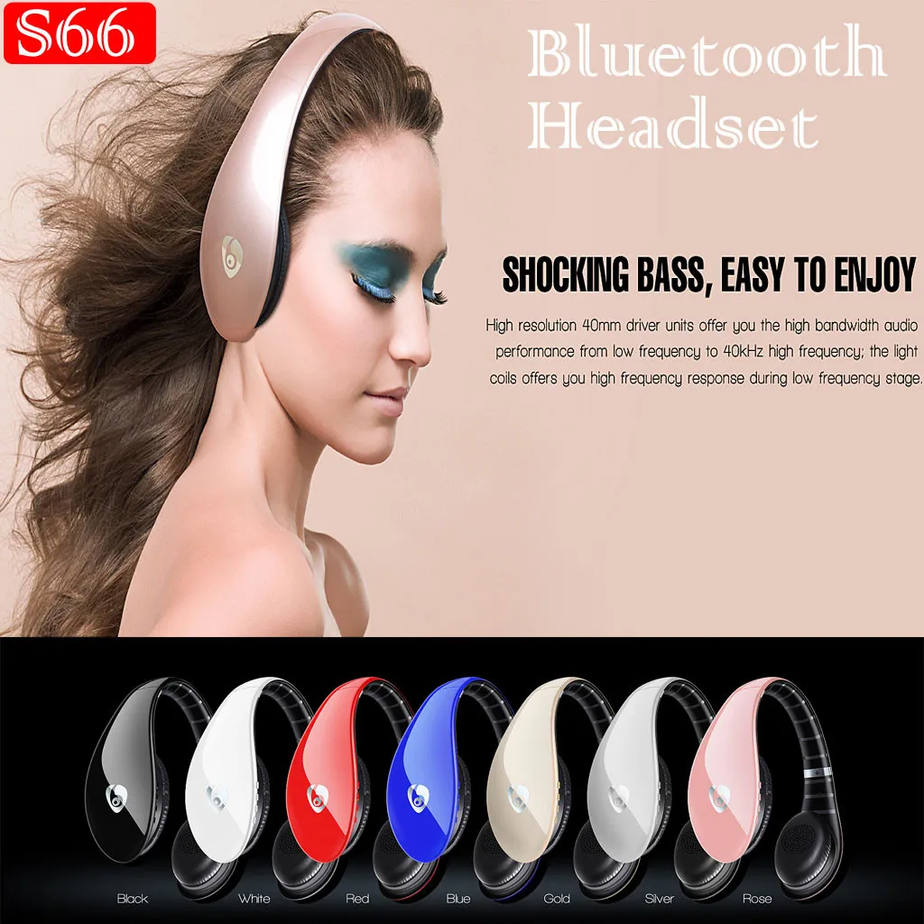 

S66 Wireless Music Headset Support TF Card Bluetooth Headset Gaming For LOL Support mobile phone with bluetooth function