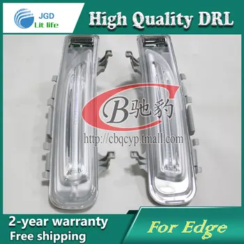 

Free shipping !12V 6000k LED DRL Daytime running light case for Ford Edge 2011 fog lamp frame Fog light Car styling