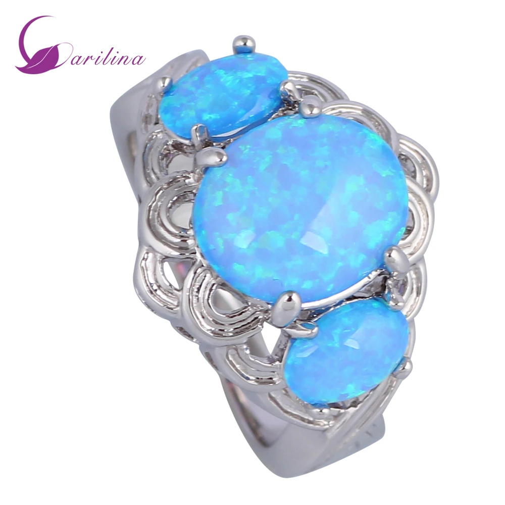 

High quality suppliers Wholesale Fashion Rings for women Blue Fire Opal silver jewelry ring size 5 6 7 8 9 R502