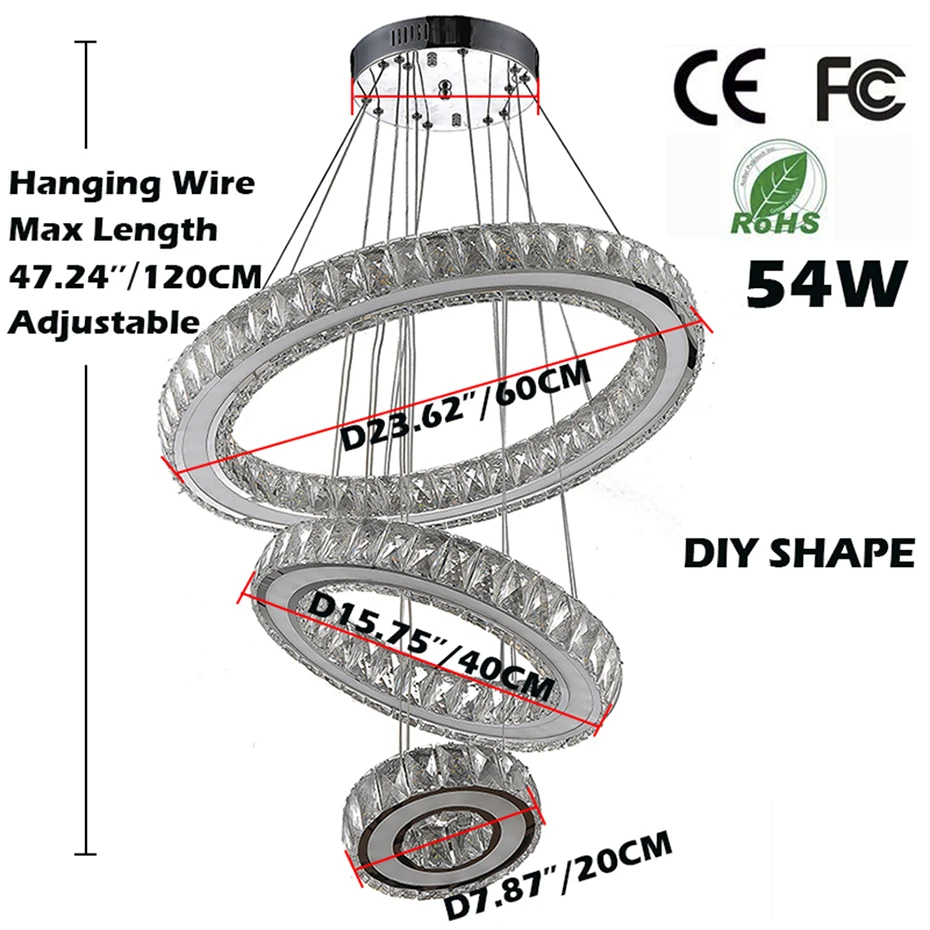 Зеркальные светильники из нержавеющей стали с кристаллами и бриллиантами, 3 кольца, светодиодные подвесные светильники, кристальная декоративная Подвесная лампа для столовой