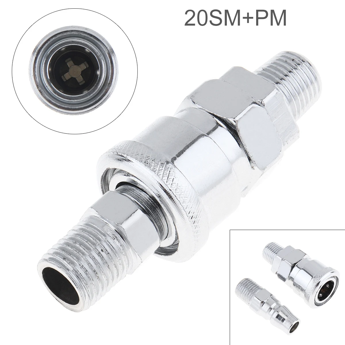 

2pcs TL-S12 20SM+PM High Speed Steel Pneumatic Fitting Quick High Pressure Connector with Dual-interface and Telescopic Buckle