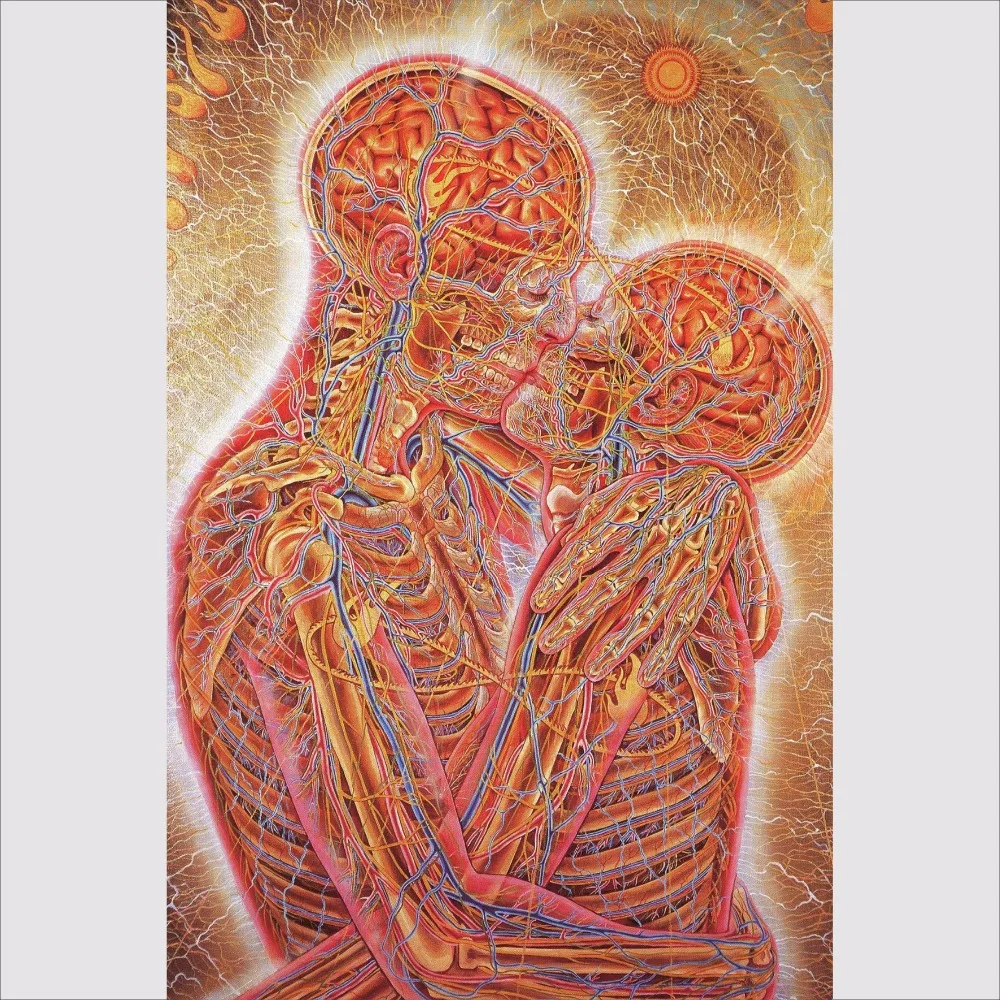 

Bianche Wall Alex Grey Oversoul Trippy Psychedelic Abstract Art Silk Fabric Poster Huge Print 120x80 cm