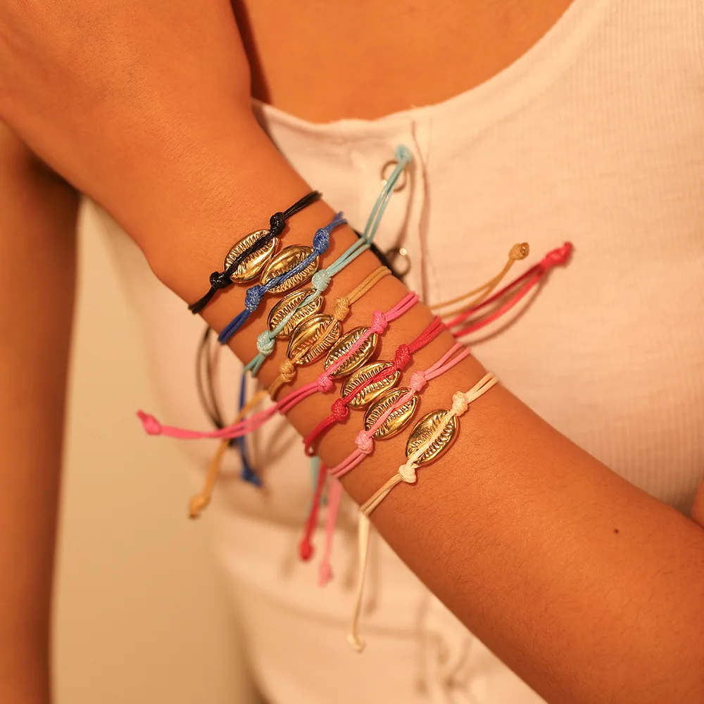 

ZVZO Puka Shell Charm Bracelets for Women Fashion Boho Cheap Summer Handmade Macrame Cotton Friendship Girls Bracelet Bohemian