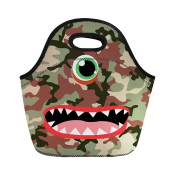 

THINK Cartoon Monster Camouflage Pattern Kid's Portable Handbag Multifunction Food Picnic Box Fashion Meal Bag for Women Custom