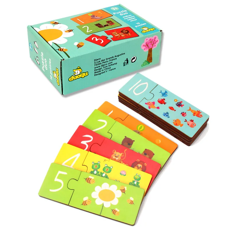 

Early Childhood Education Puzzle Wood Jigsaw Pairing Infant Number Letter Recognition Card Baby Toy