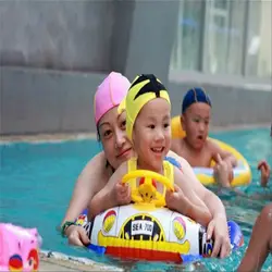 Милый детский надувной бассейн круг с сиденьем плавающая машина Форма лодка помощи тренер с рулевой клаксон костюм круги для бассейна