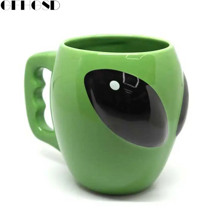 GFHGSD Creative Anime Alien Coffee Mug,Green alien ceramic mug