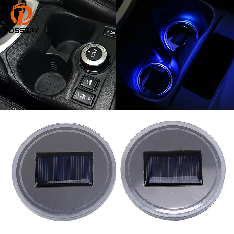 

POSSBAY Universal Car Cup Holder Mat Waterproof Car Anti-slip Mat Solar LED Auto Pad Car Bottle Bottom Pads Cover 68mm/72mm