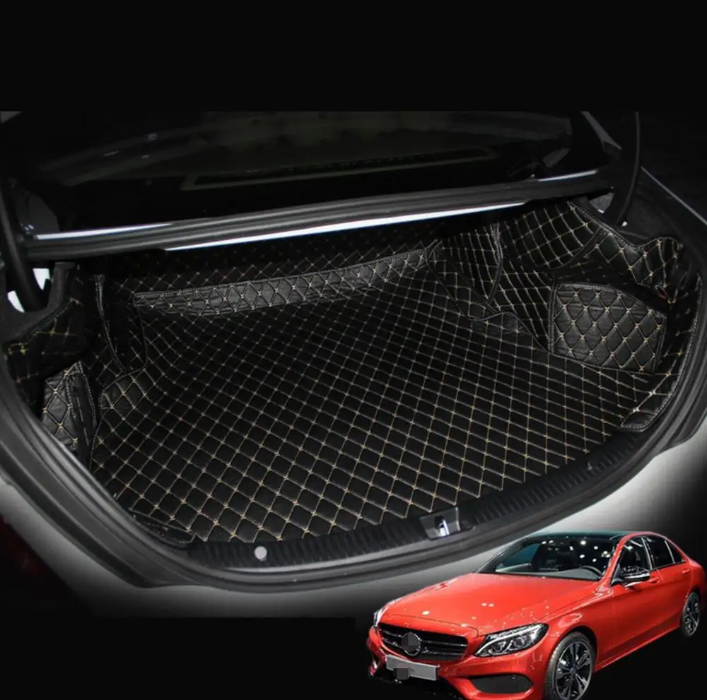 Волоконно-кожаный коврик для багажника автомобиля mercedes benz w205 c180 c200 c250 c300 2015 2016 2017