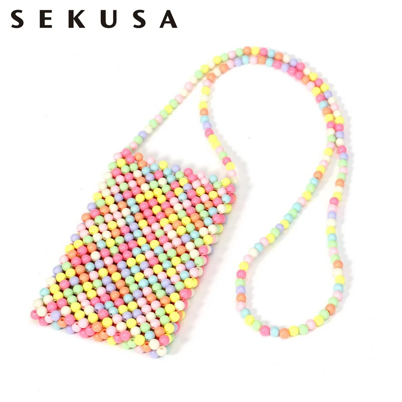 

Beading Phone Case Women Clutch Beaded Party Handbags Polyester Open Versatile Small Ladies Evening Bag Chains Party Bag