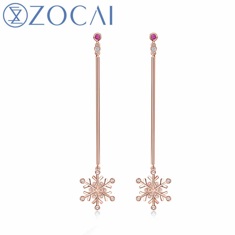 Дизайнерские серьги ZOCAI с красным Рубином 0 02 карата сертифицированные