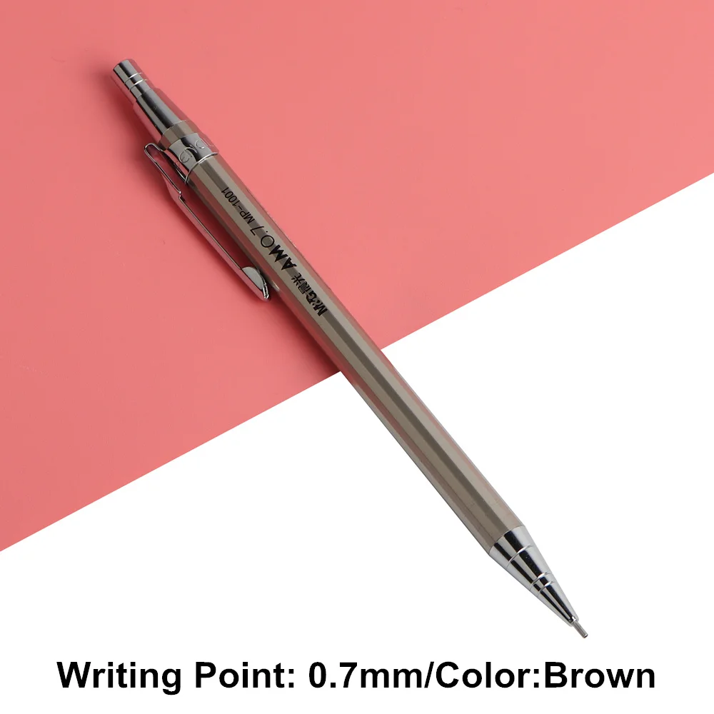 1PCS Baikingift High Quality Full Metal M&G Mechanical Pencil 0.5-0.7mm For Professional Painting And Writing School Supplies - Цвет: 0.7mm Brown