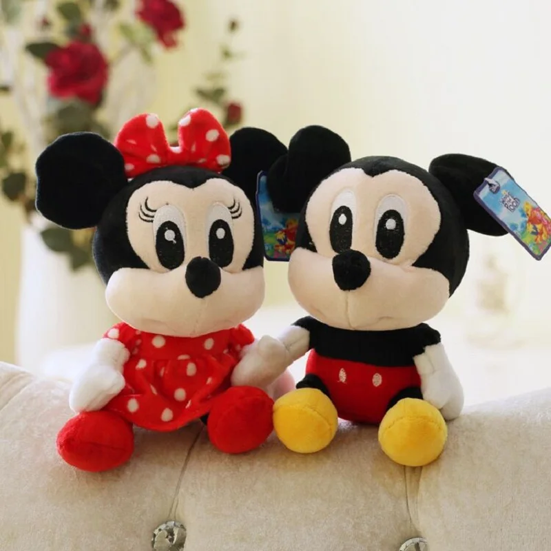 

New Disney Stuffed Animals Plush Mickey Mouse Minnie Winnie the Pooh Doll Lilo and Stitch Piglet Keychain Birthday Gift Kid Toy