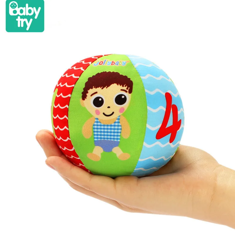 

Babytry Ring Bell Soft Cloth Hand Tactile Sense Grasping Learning Educational Cotton Baby Toys Rattle Ball For Kids Fun Sports
