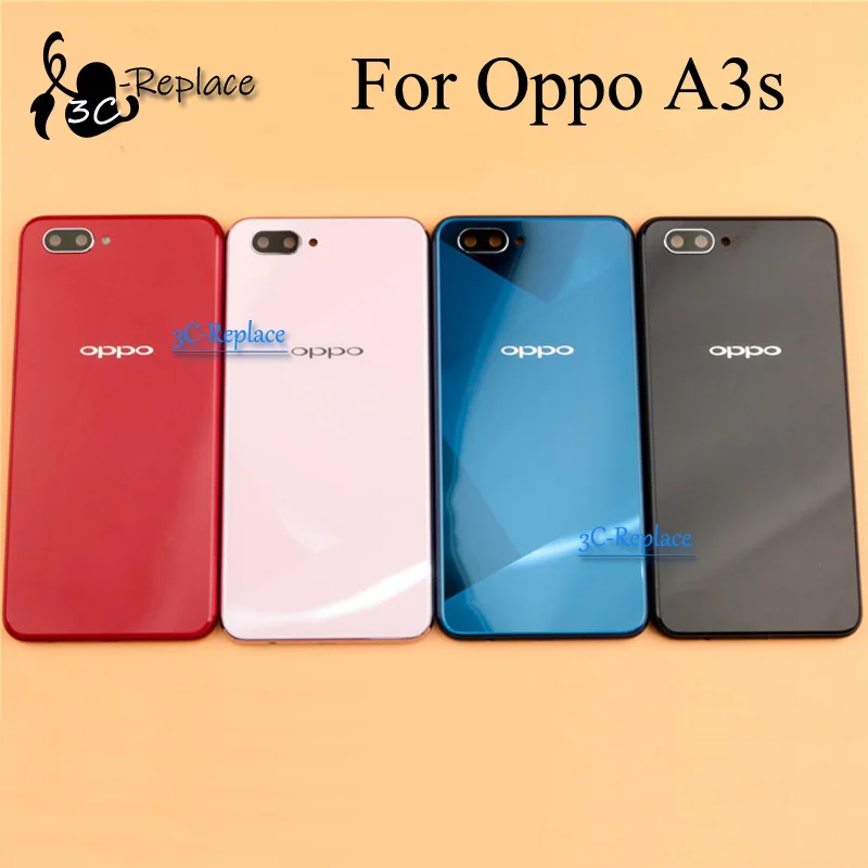 Розовый/красный/синий/черный 6,2 дюймов для Oppo A3s задняя крышка батарейного отсека Корпус задняя часть стекла