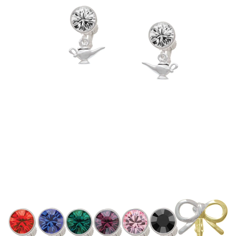 Aladdin's Lamp Crystal Clip On Earrings