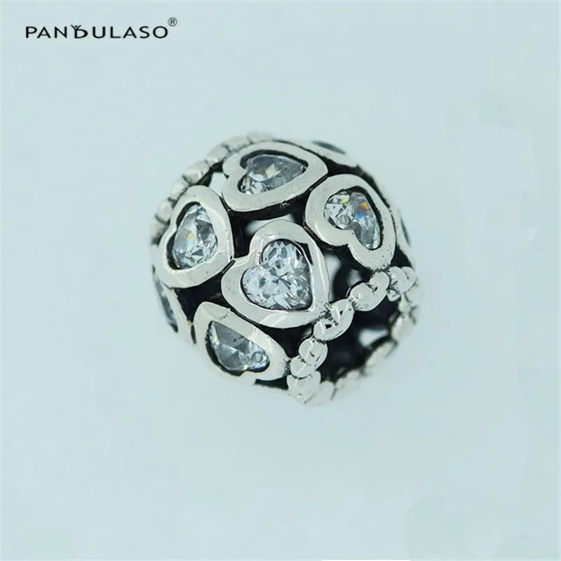 

Pandulaso Clear CZ Stone Heart Silver Beads for Jewelry Making Fit Original Charms Bracelets & Bangles Crystal Beads DIY Jewelry