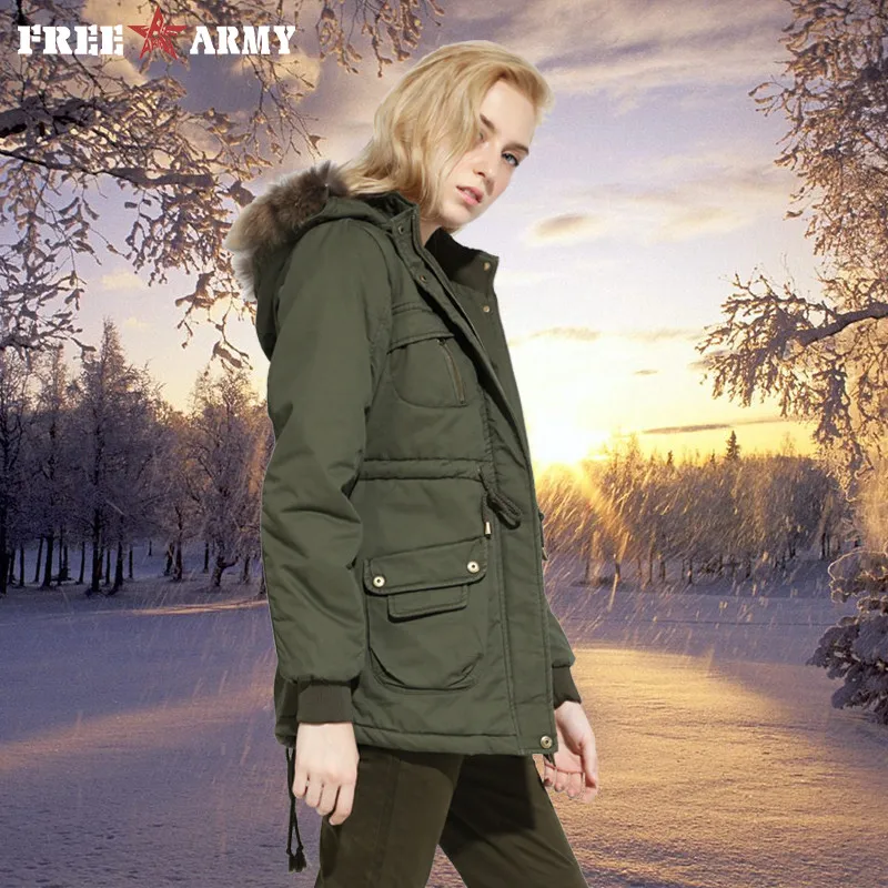 

New 2018 Winter Cotton Jacket Parka Women Fur Collar Thick Loose Size Warm Coat Outwear Parkas Femme Army Green Jackets