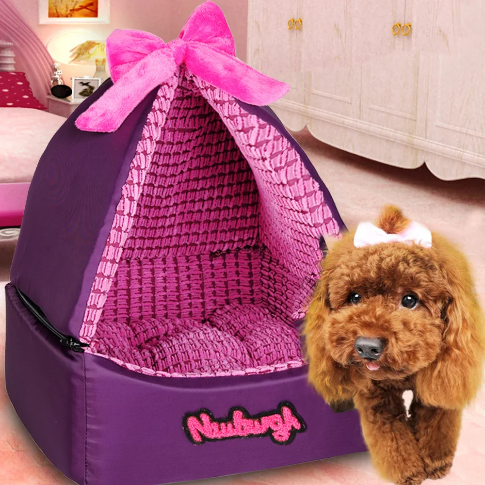 Lovely Detachable purple washsble samll pet tent bed dog cat tent housr