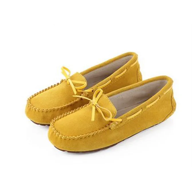 Модные женские туфли для вождения Лоферы Мокасины плоские Весна Повседневное бабочкой замши без шнуровки ручной работы из мягкой лодка обуви - Цвет: Цвет: желтый