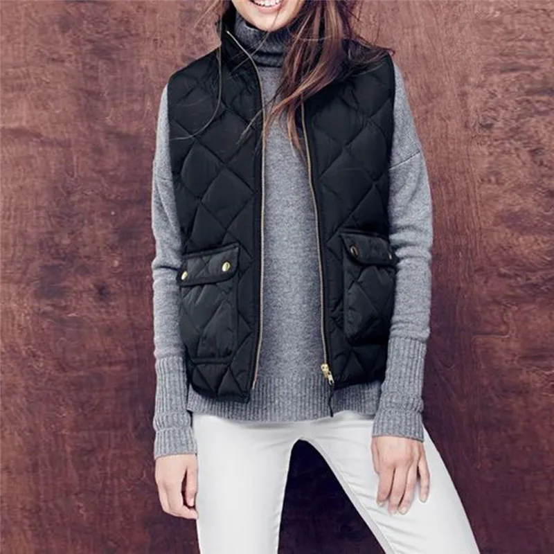 Women cotton Vest Fashion Lightweight Warm Soft Ladies Mandarin Collar