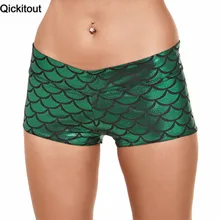 Шорты qickitout женские модные стильные эластичные шорты темно-зеленая чешуя Русалки цифровая печать шорты для фитнеса