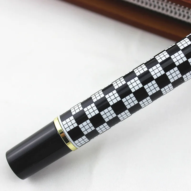 Jinhao 500 Chessboard Ручка роллер Роскошная золотая шариковая ручка с зажимом 0 7 мм черная