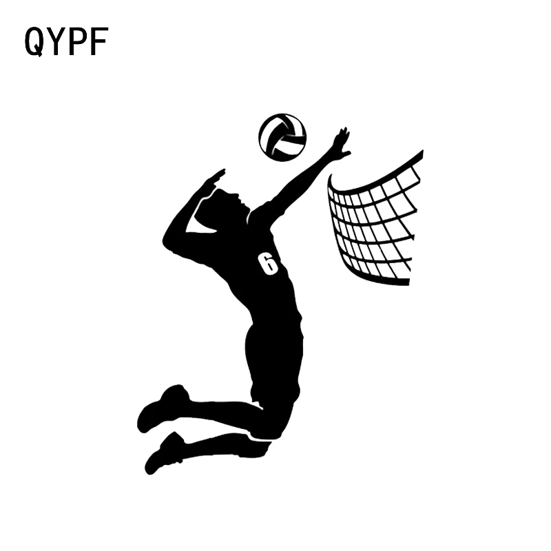 QYPF 12*15.1CM Fashion Volleyball Players Decor Car Stickers Vinyl Accessories Black/Silver C16-1364