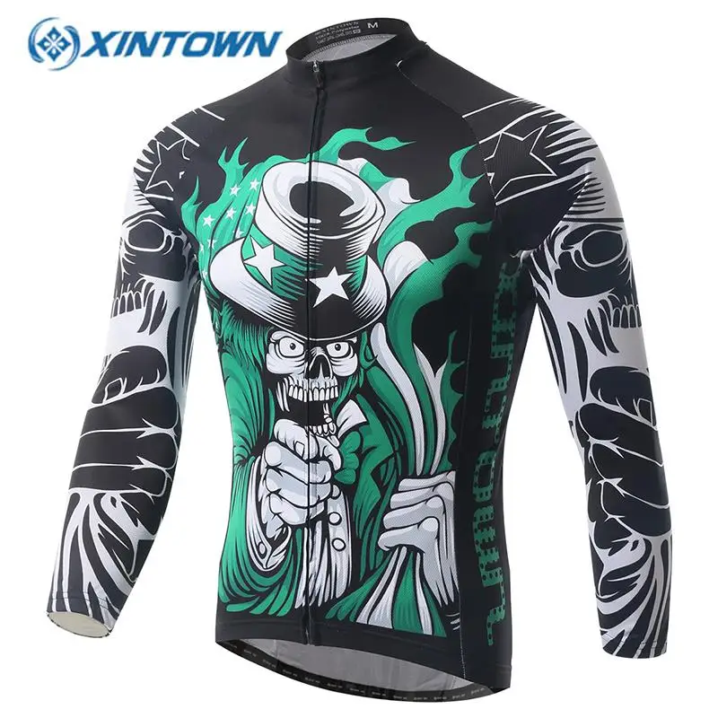 

XINTOWN Skeleton cycling jersey 2018 maillot ciclismo hombre Long Sleeved Cycling Clothes China