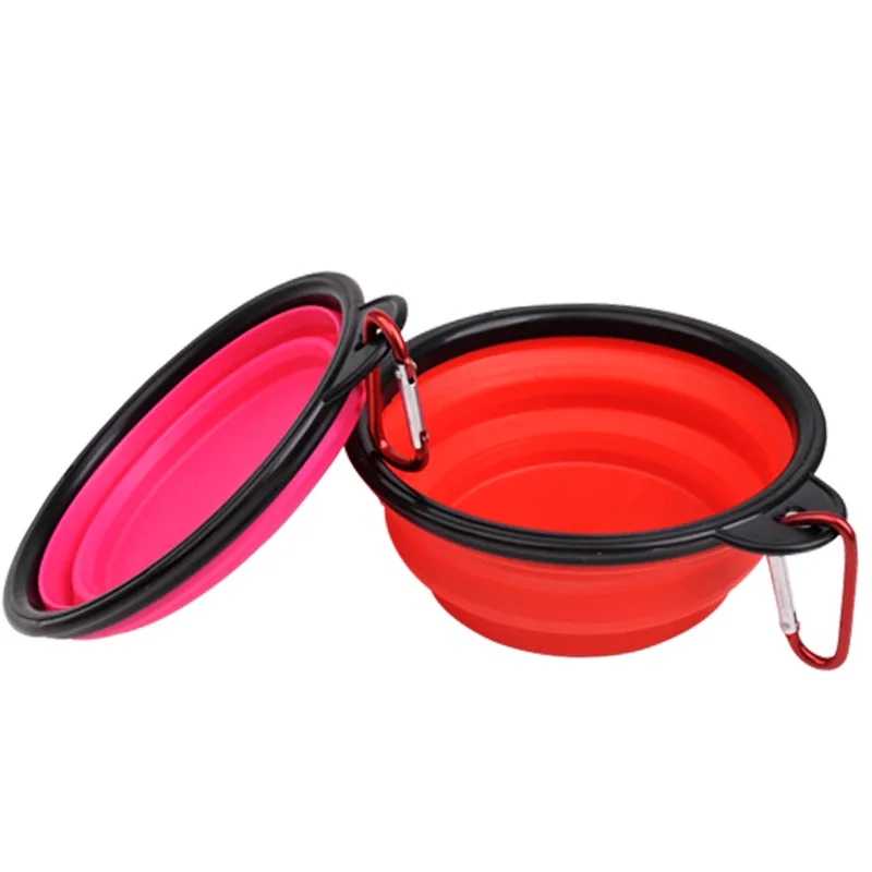

2019 Foldable Silicone Bowl For Dogs Cats Travel Camp With Hook Portable Folding Drinking Water Food Bowl Pet Accessories Pug